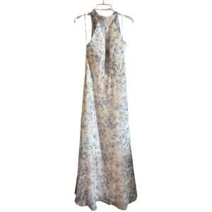 AW Bridal Lorraine Azure Purple Print Bridesmaid Dress Chiffon Floral Size 10